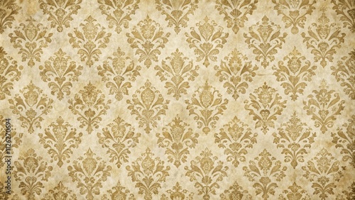 Elegant Vintage Damask Pattern in Gold and Cream for Luxurious Interior Design
