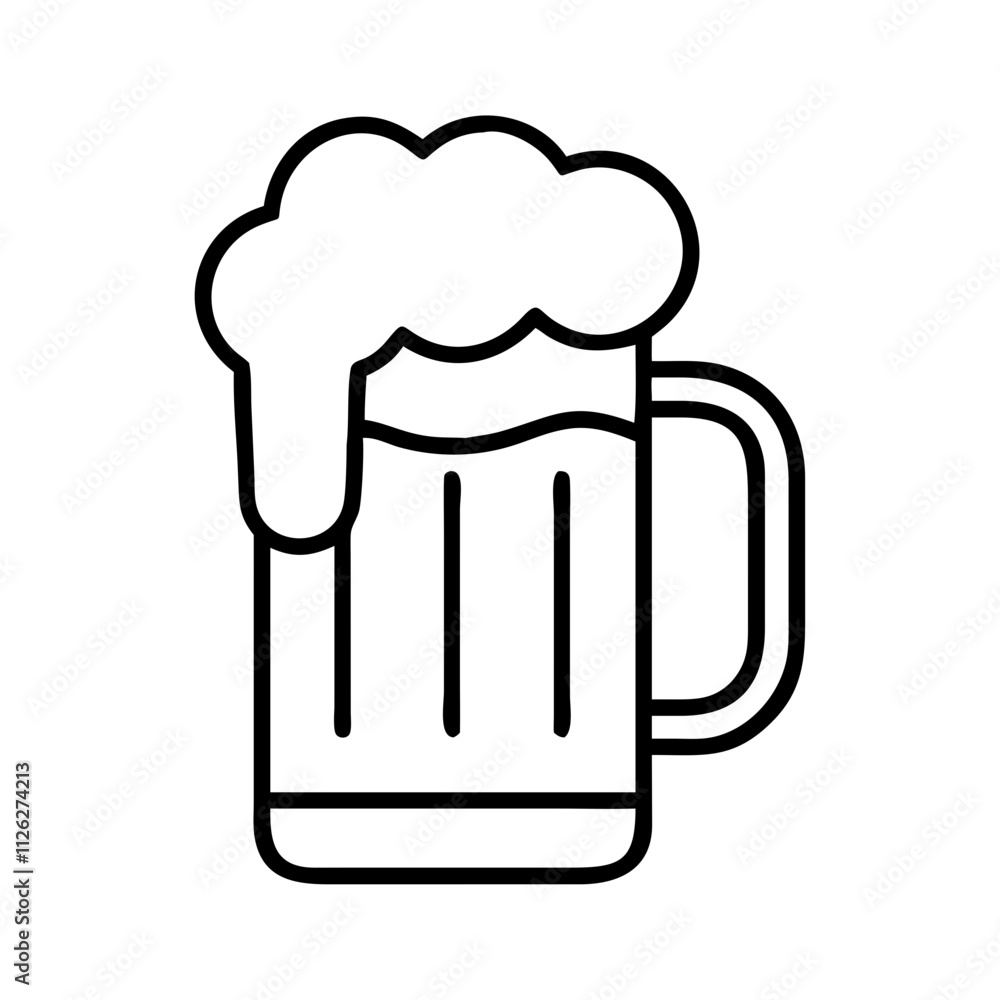 beer mug icon, food vector icon, beverage vector illustration - black outline icon of beer mug symbolizing food, beverage, and tasty food in simple design. beer mug icon, food vector icon, beverage vector illustration - black outline icon of beer mug symbolizing food, beverage, and tasty food in simple design.