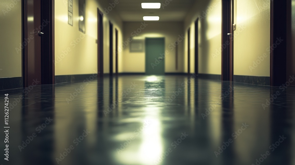 Obraz premium Eerie Hallway: Reflections of a Mysterious Pathway
