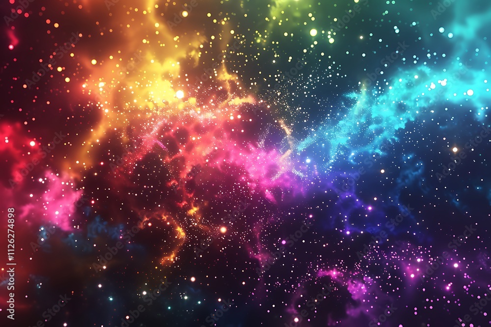 Cosmic Nebula Rainbow Stars, Galaxy Dust, Stellar Clouds Cosmic Nebula Rainbow Stars, Galaxy Dust, Stellar Clouds