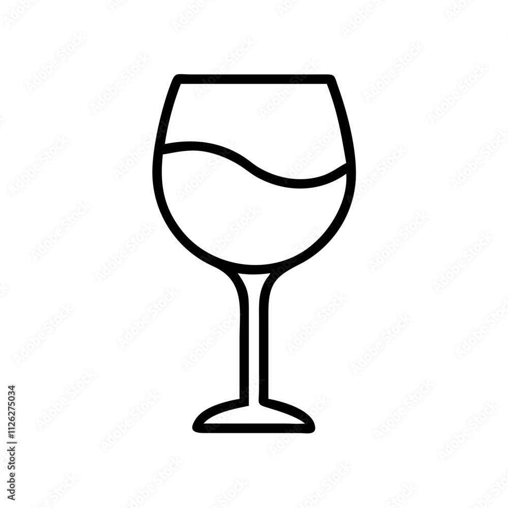 wine glass icon, food vector icon, beverage vector illustration - black outline icon of wine glass symbolizing food, beverage, and tasty food in simple design. wine glass icon, food vector icon, beverage vector illustration - black outline icon of wine glass symbolizing food, beverage, and tasty food in simple design.