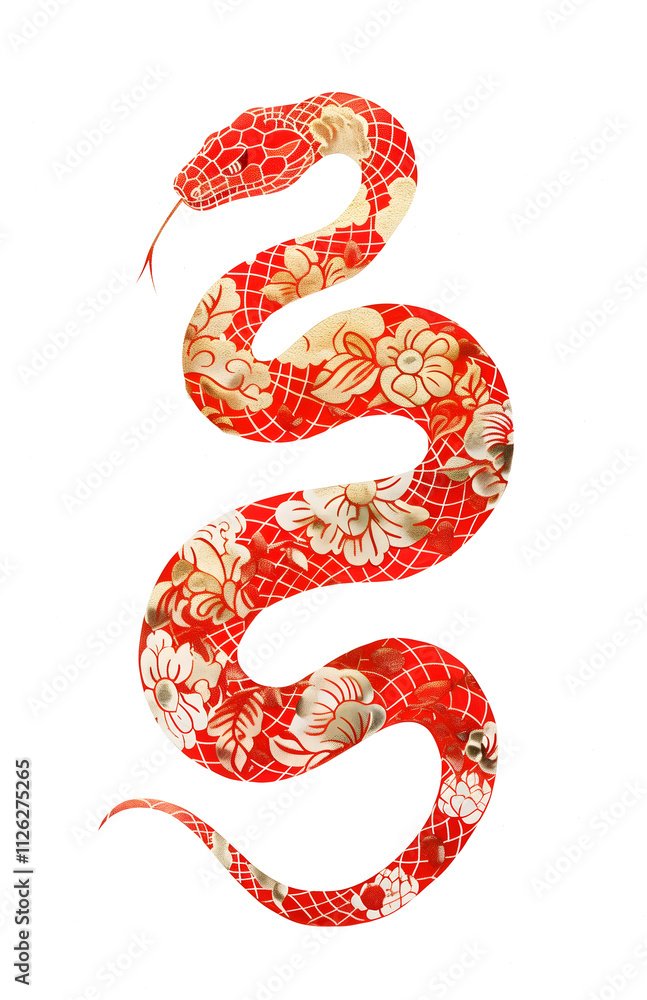 Chinese oriental Snake zodiac sign, simple flat illustration.. Red and white skin. Isolated design element for Chinese New Year 2025. Isolated clipart Chinese oriental Snake zodiac sign, simple flat illustration.. Red and white skin. Isolated design element for Chinese New Year 2025. Isolated clipart