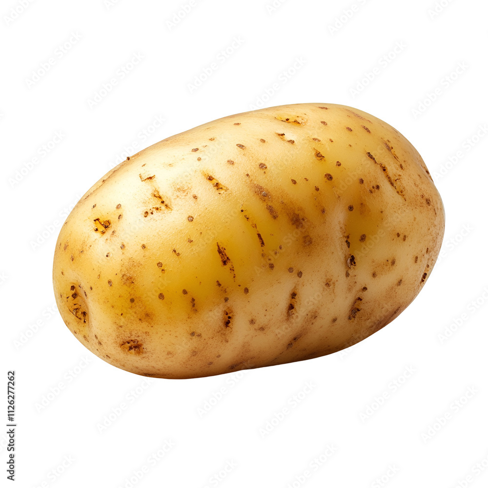 Front view of an extremely perfect-looking single potato isolated on a white transparent background Front view of an extremely perfect-looking single potato isolated on a white transparent background