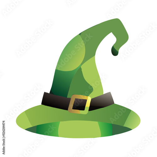 Irish spirit witch hat design in green colors with a buckle, symbolizing St. Patrick's Day celebrations