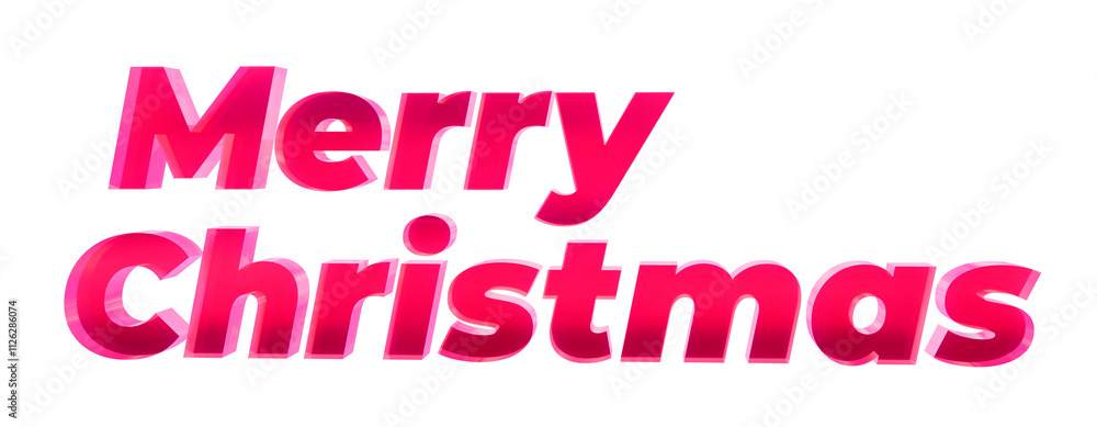 bright red 3D inscription Merry Christmas on a transparent background bright red 3D inscription Merry Christmas on a transparent background