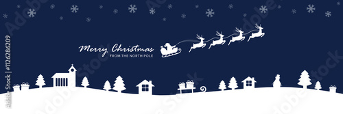 christmas banner santa claus in a sleigh with reindeer vector illustration