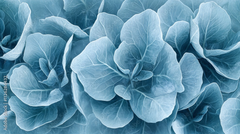Blue Hues of Delicate Cabbage Leaves Abstract Blue Hues of Delicate Cabbage Leaves Abstract