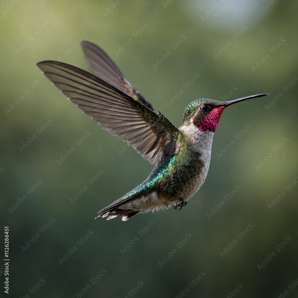 Fototapeta premium A close-up of a hummingbird’s wings mid-flight.