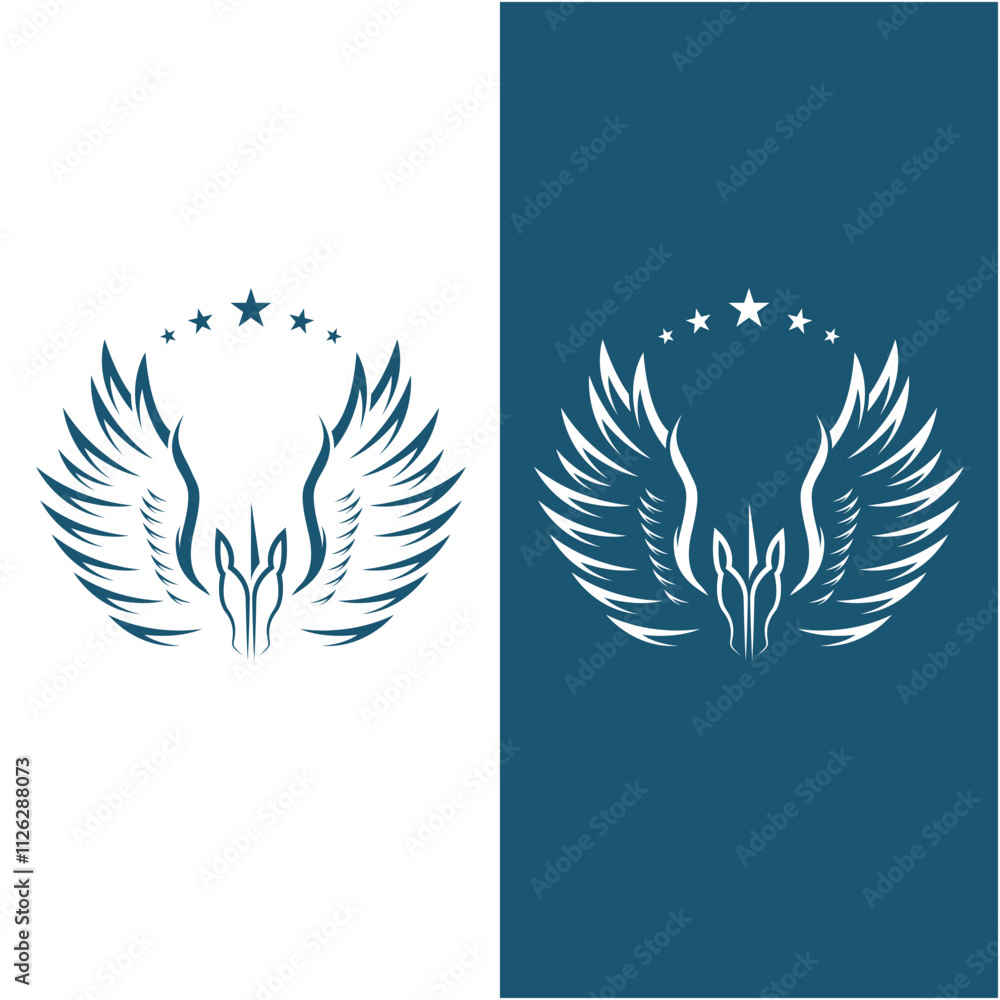 Fototapeta premium pegasus logo icon design. logo is suitable for agents travel, freight forwarding, transportation, adventure and expedition