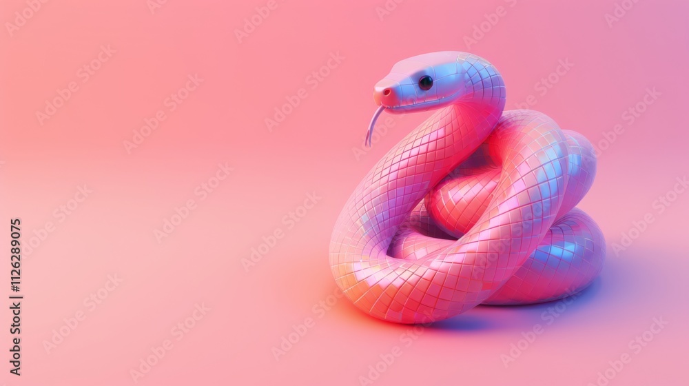 Fototapeta premium Minimalist 3D Snake in Soft Pastel Colors
