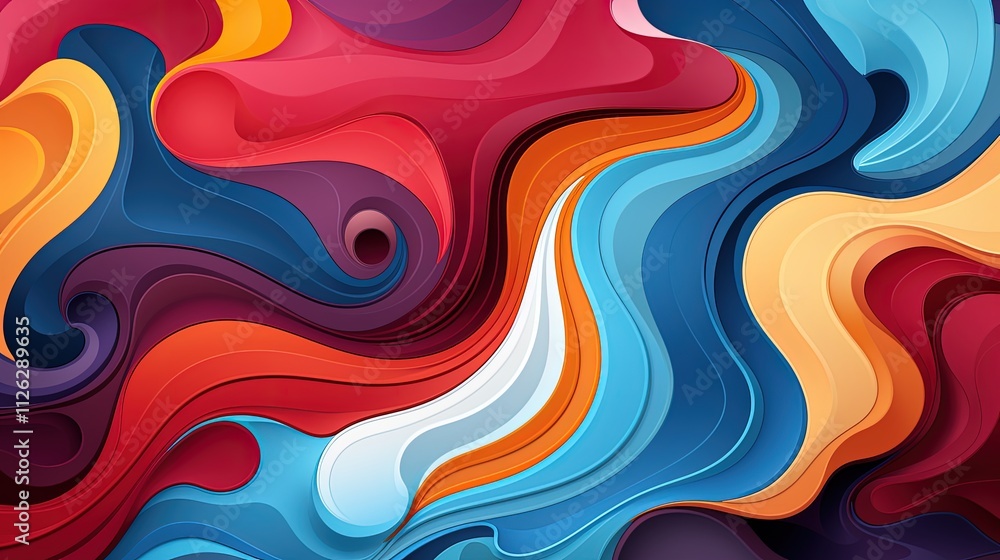 Obraz premium Dynamic Fluid Multicolor Background with Red and Blue Hues