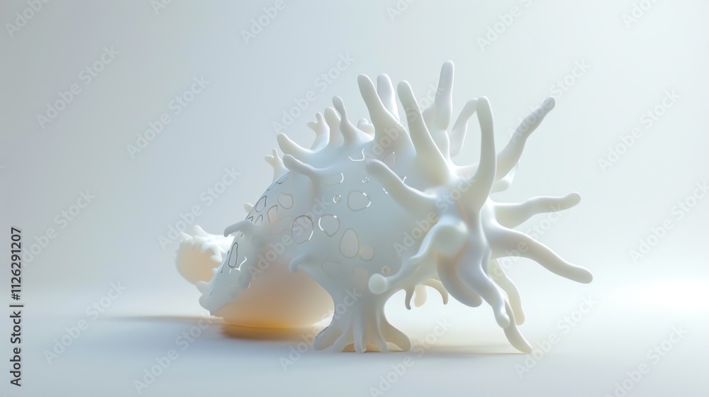 Minimalist 3D Sea Slug on Clean Background Minimalist 3D Sea Slug on Clean Background