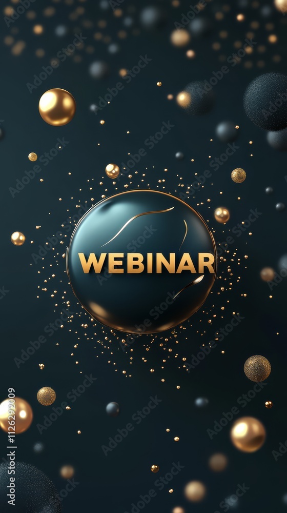 Fototapeta premium Webinar Announcement: A captivating, modern design featuring a floating sphere with the word
