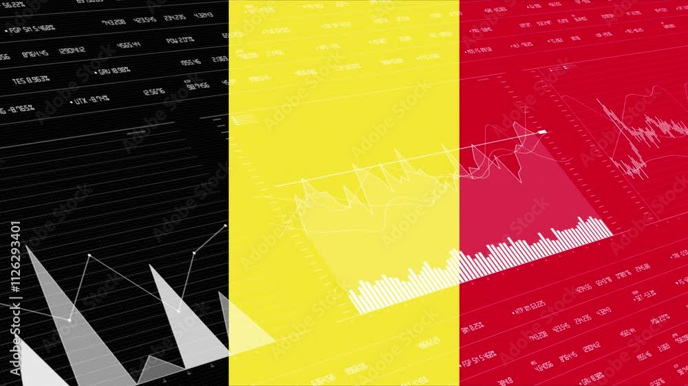 Belgium flag - Waving flag on report analytics data statement