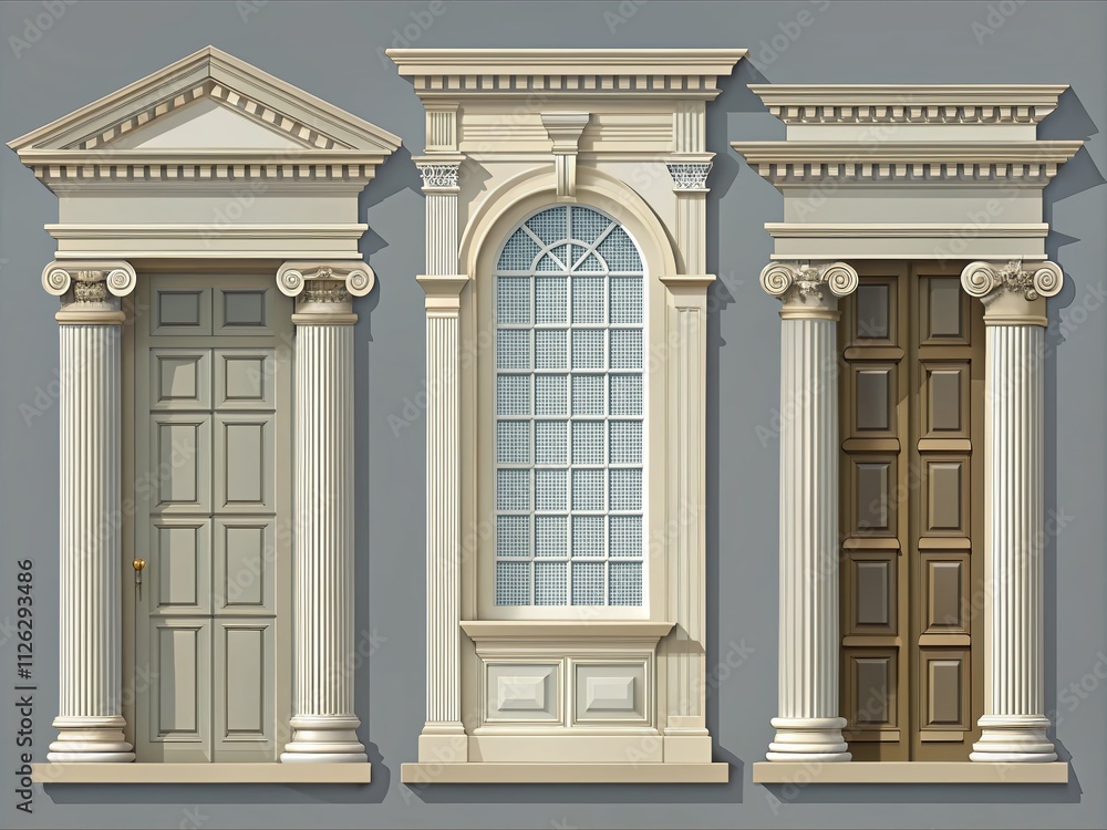 Georgian Style Architectural Elements Flat Design Georgian Style Architectural Elements Flat Design