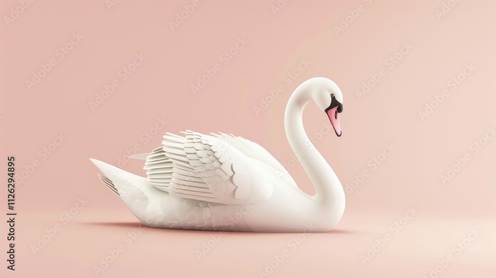 Fototapeta premium Minimalist 3D Swan Design on Soft Background