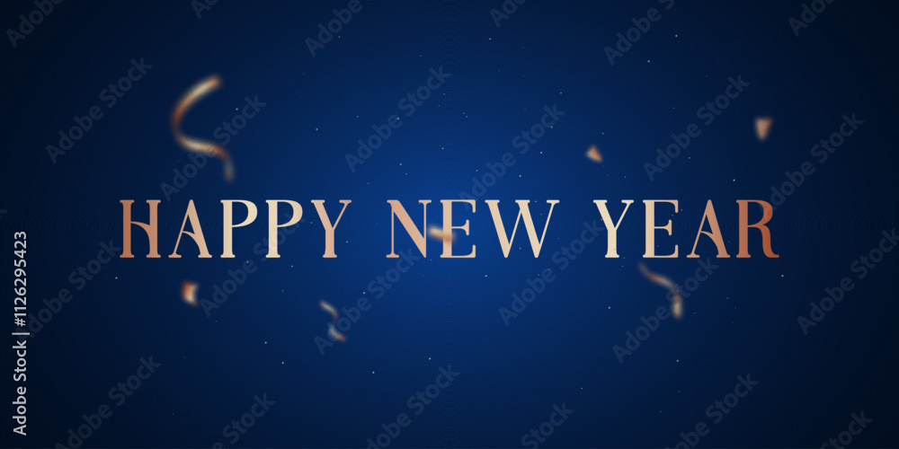 Naklejka premium Happy New Year greeting with rose gold letters on blue