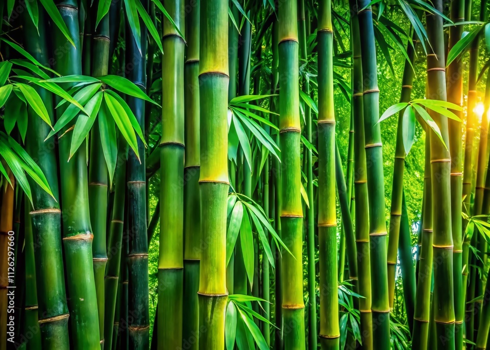 Fototapeta premium Lush Bamboo Cluster - Green Foliage Design Element