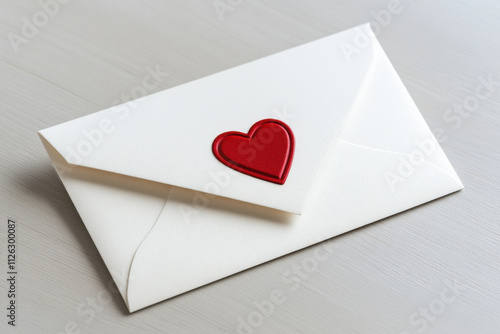 modern white envelope features bold red heart embossed on it, perfect for expressing love
