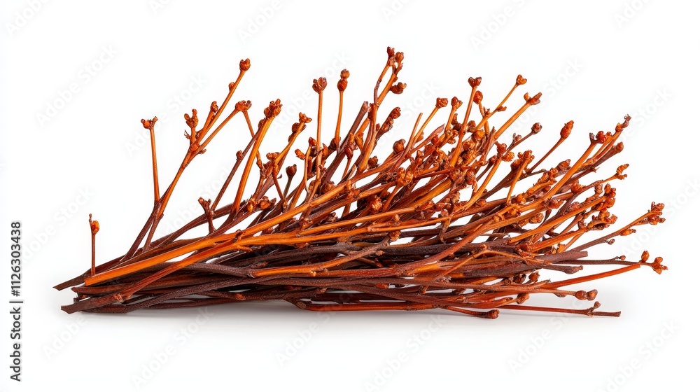 Obraz premium Close-up of tumbleweed with intricate branches on white, highly detailed and isolated with soft-edged shadow, ideal for advertising layouts