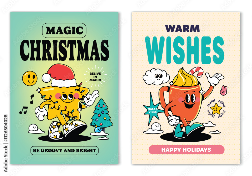 Obraz premium Groovy Christmas poster design