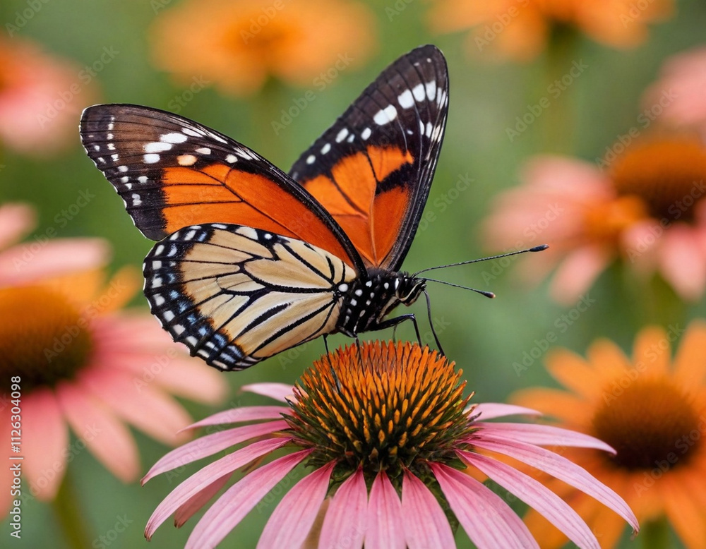 monarch butterfly, vibrant orange wings, black veins, white spots, yellow flowers, green leaves, soft focus background, macro photography, detailed wings, nature close-up, delicate insect, pollinator, monarch butterfly, vibrant orange wings, black veins, white spots, yellow flowers, green leaves, soft focus background, macro photography, detailed wings, nature close-up, delicate insect, pollinator,