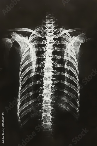 Detailed X-ray of Human Spine and Ribcage with Clear Structure photo