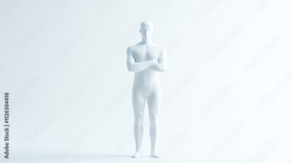 White mannequin with arms crossed on a white isolated background. White mannequin with arms crossed on a white isolated background.
