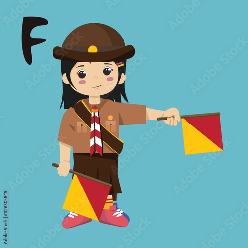 Pramuka girl sandi morse semaphore f a kid student