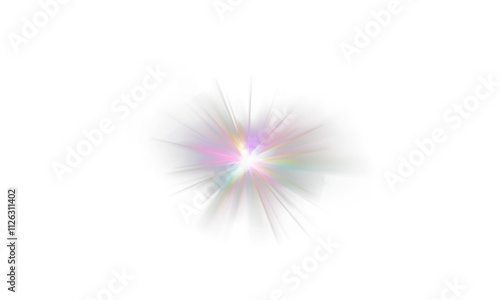 Png crystal star. Crystal ray light, sun shines PNG rainbow red yellow and blue color. Optical fire light effect. Png sparkle shine. Vector lens glare leakage glare reflection effect. Sunlight