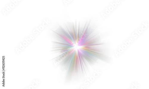 Png crystal star. Crystal ray light, sun shines PNG rainbow red yellow and blue color. Optical fire light effect. Png sparkle shine. Vector lens glare leakage glare reflection effect. Sunlight