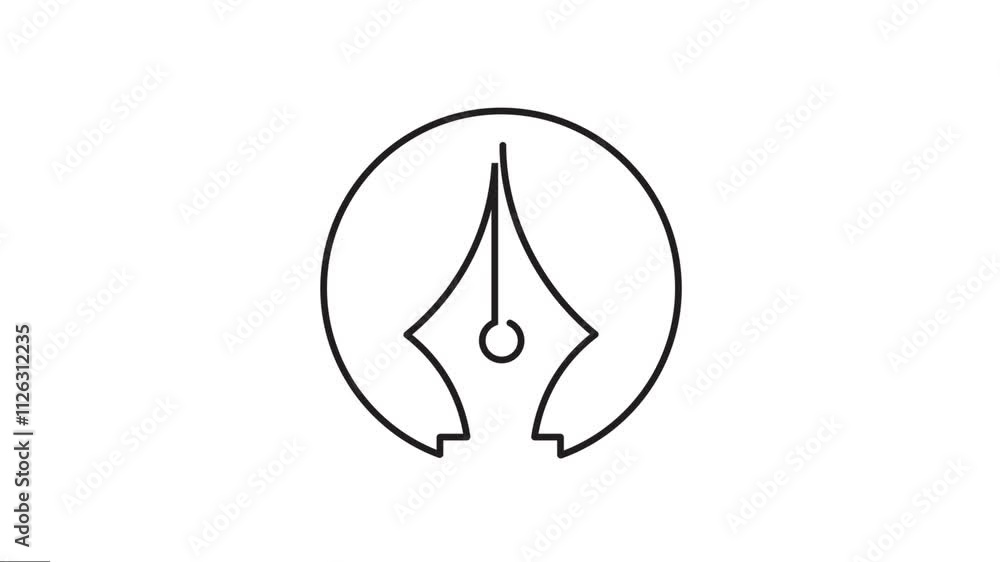 Animated One continuous line drawing of Fountain Pen nib. Minimal nib line art animation full-length video clip. The pen writing nib linear motion graphics. Animated One continuous line drawing of Fountain Pen nib. Minimal nib line art animation full-length video clip. The pen writing nib linear motion graphics.