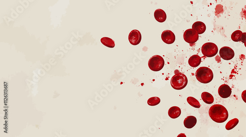 Red background with red blood cells scattered across it. The blood cells are in various sizes