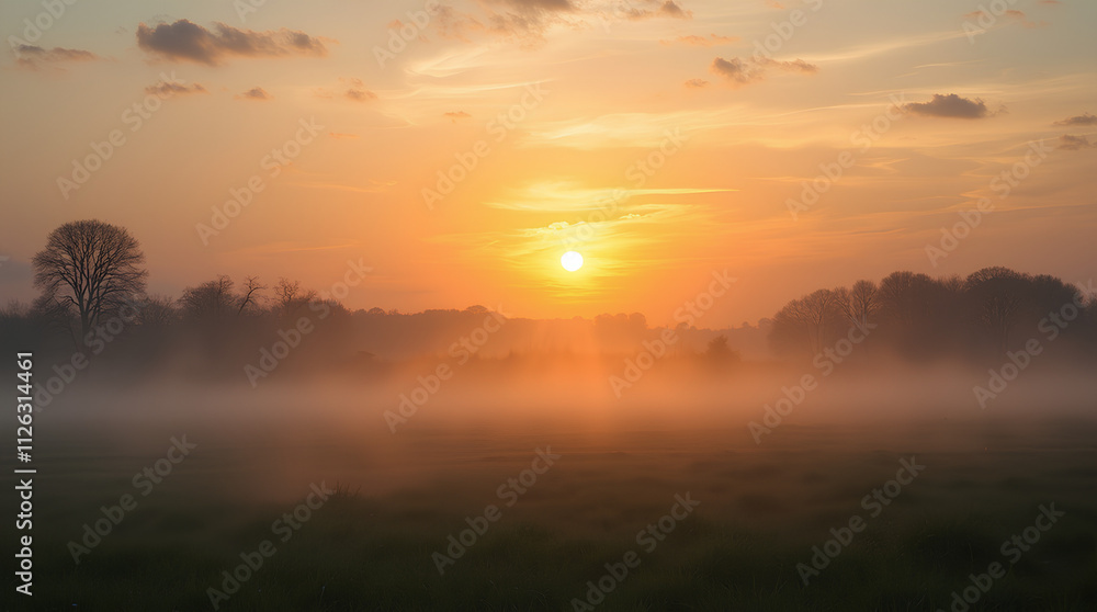 morning landscape with fog morning landscape with fog