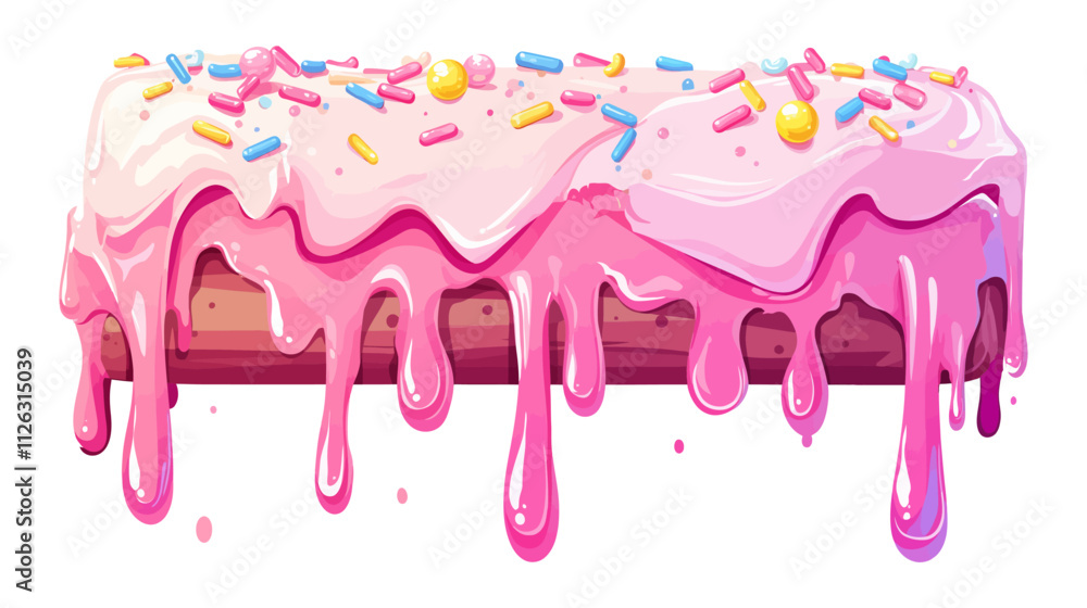Pink frosted cake with sprinkles on top Pink frosted cake with sprinkles on top