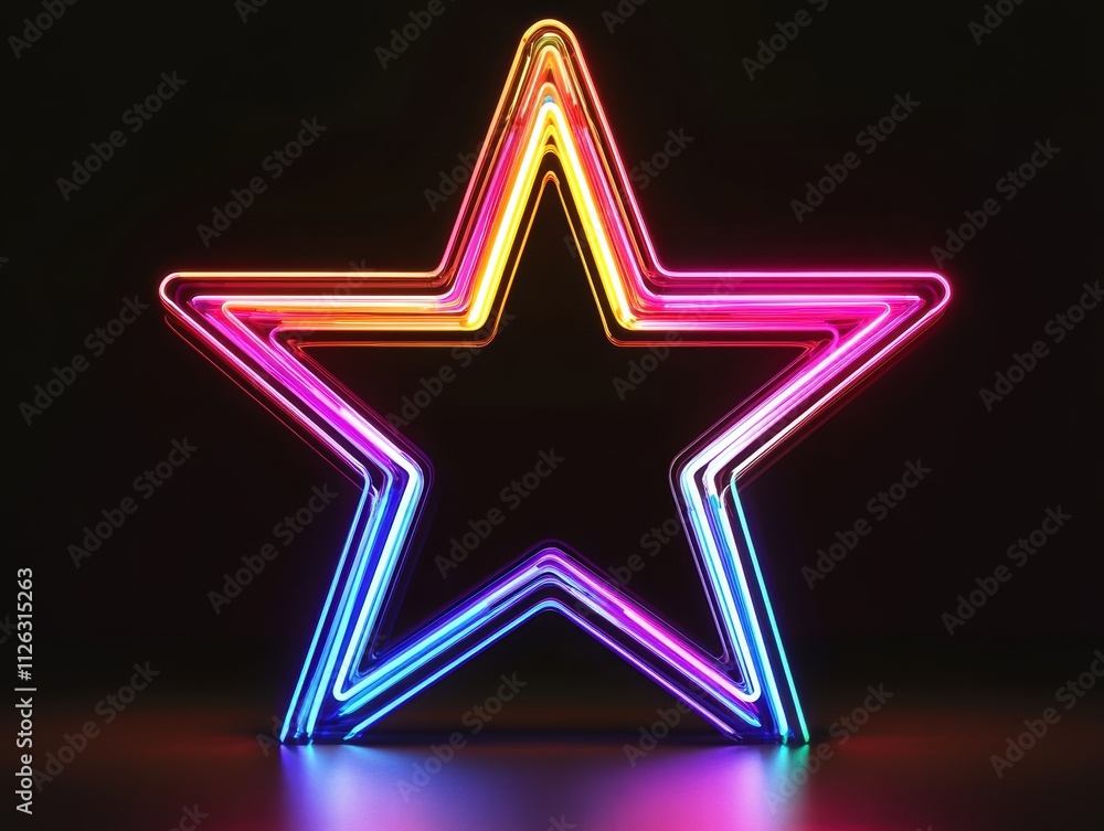 Colorful Neon Star Design in Bright Pink and Blue Lights Colorful Neon Star Design in Bright Pink and Blue Lights