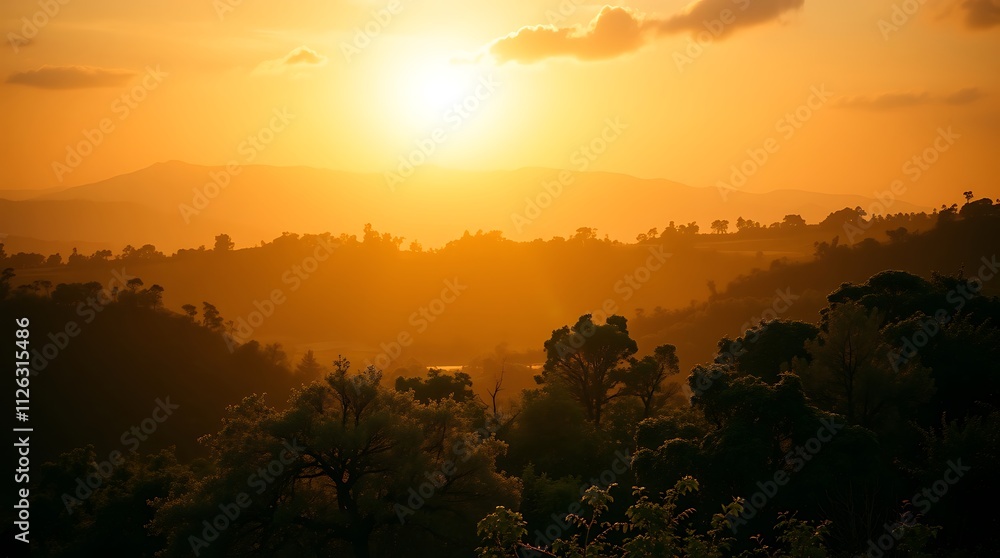 Golden Sunset Over Rolling Hills, Golden Sunset Over Rolling Hills,