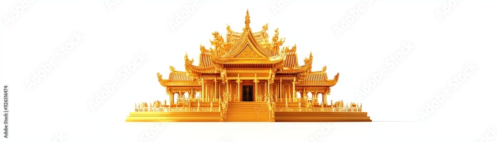 Golden temple structure on white isolated background. Golden temple structure on white isolated background.
