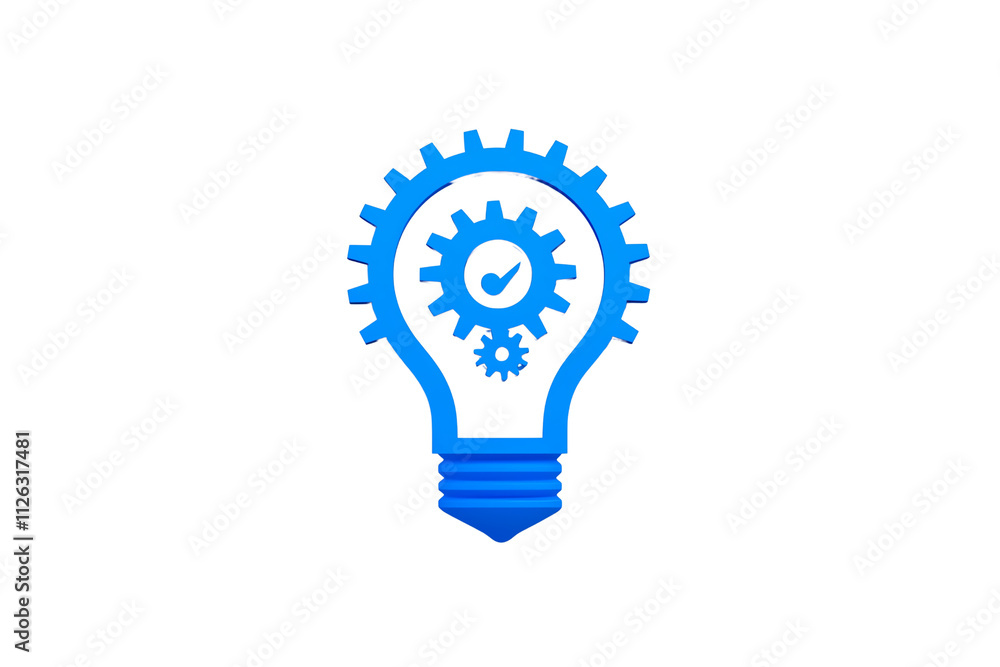 A blue light bulb with gears, symbolizing innovation and creativity. A blue light bulb with gears, symbolizing innovation and creativity.