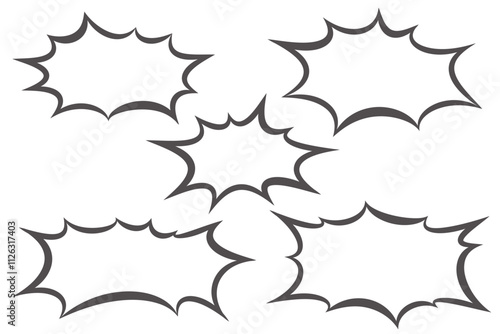 Comic speech bubble. Vector cartoon manga frame with bomb explosion effect. Boom clouds for text on white background. Surprise box for sale banner