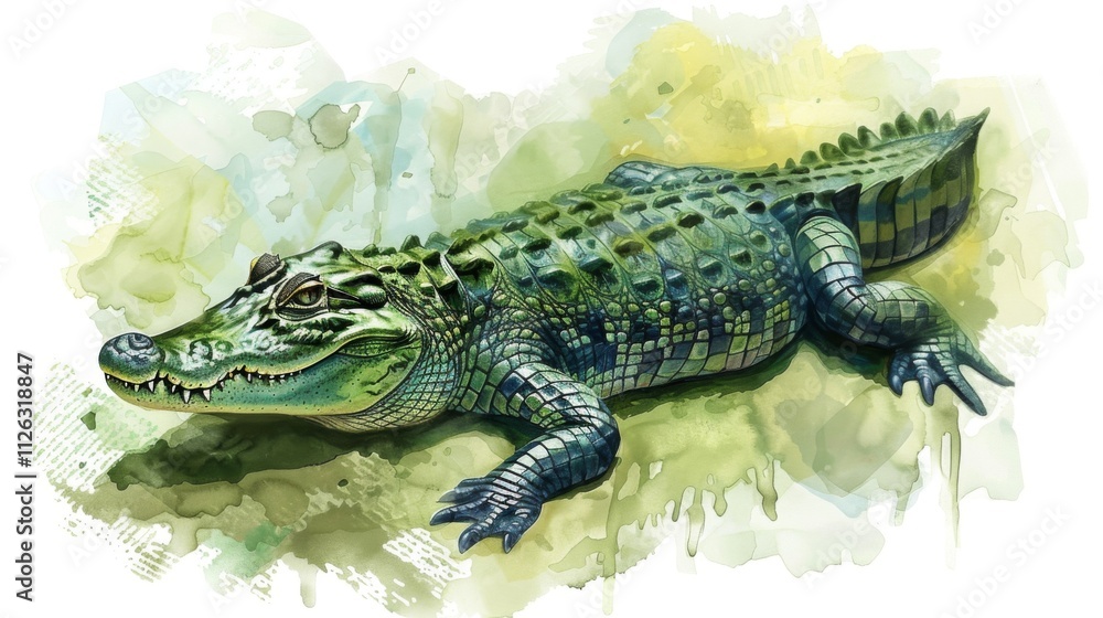 Naklejka premium Vibrant Crocodile Illustration on Clean Background