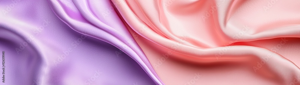 Obraz premium Closeup satin surface in pale pink and lavender textile soft light