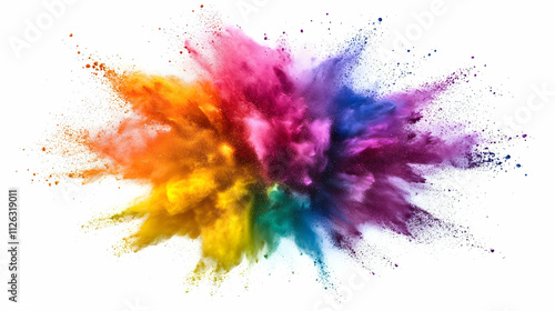 A vibrant explosion of colored powder, reminiscent of a celebration or festival, creating a dynamic and energetic visual impact.