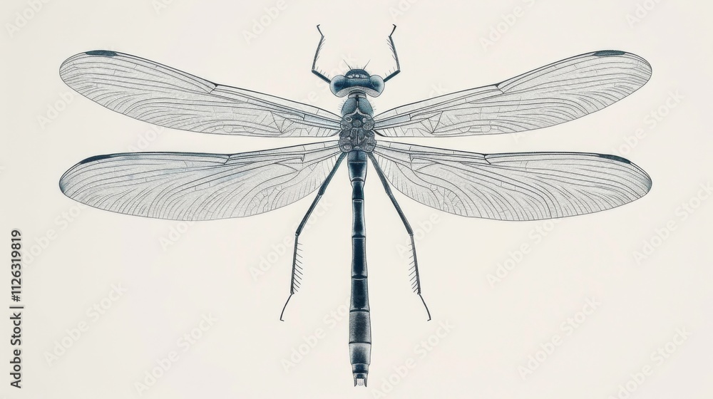Elegant Damselfly Illustration on Clean Background Elegant Damselfly Illustration on Clean Background