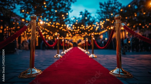 Glamorous red carpet entrance anticipation, excitemen photo