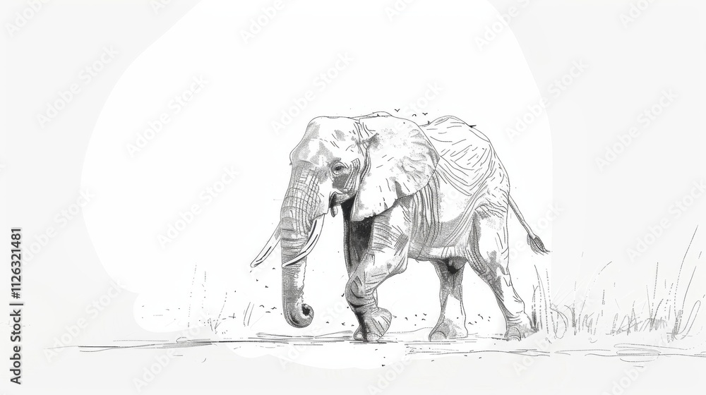 Fototapeta premium Elegant Elephant on White Background