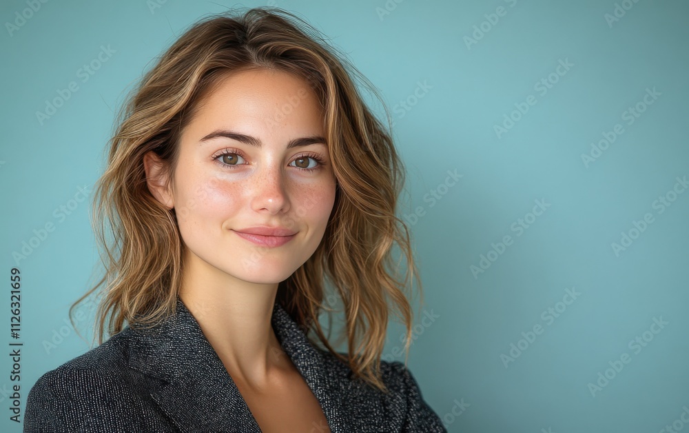 Obraz premium A woman in a suit is smiling for the camera