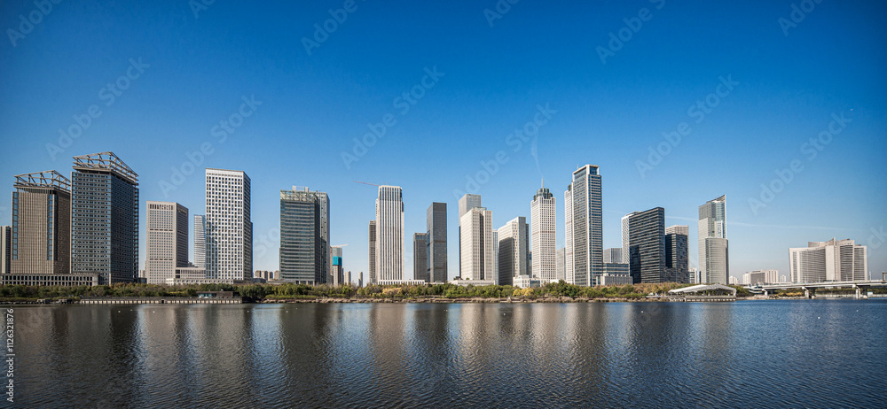 Obraz premium Modern Urban Waterfront Skyline