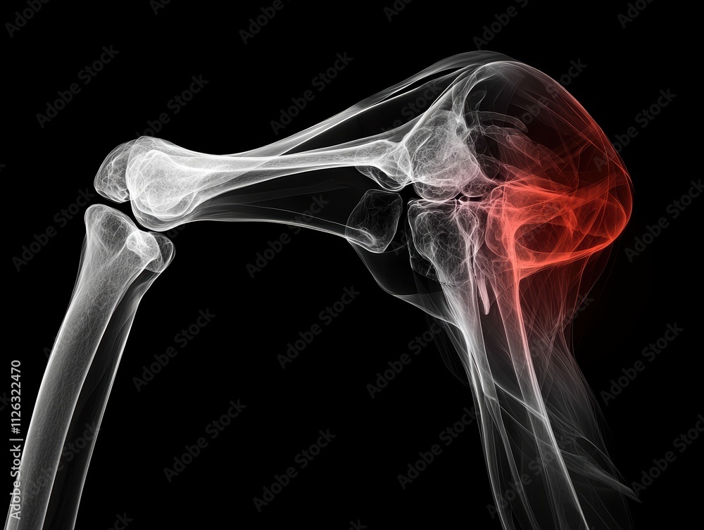 Detailed X-ray Image of Human Knee Joint with Highlighted Area Detailed X-ray Image of Human Knee Joint with Highlighted Area