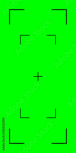 Chroma key green vertical screen with tracking marks. Ideal for VFX in social media videos. Vector template.